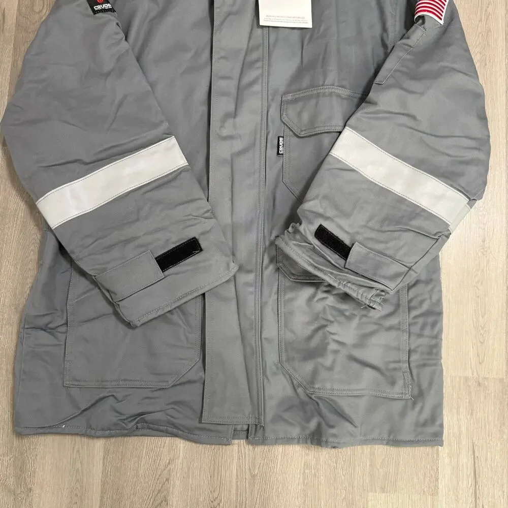 Crude FR Flame Resistant RPS New Men's Gray Insulated Work Jacket Size Large